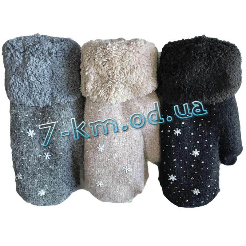 Варежки Снежинка от "MOZ.ART" для подростков Zin_E12 ангора/мех 12 шт