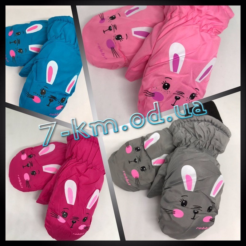 Варежки дутые детские Linn_P-1011 плащёвка/флис 12 шт (2-4 года)