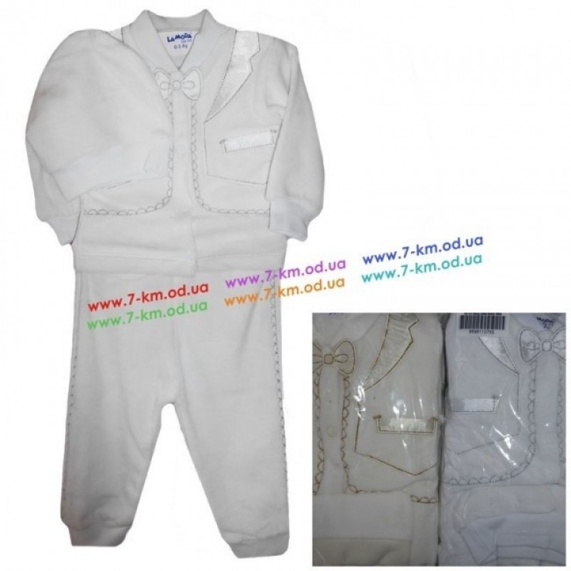 Крестильный костюм мальчикам Vit075 велюр 2 шт (0-6 мес)