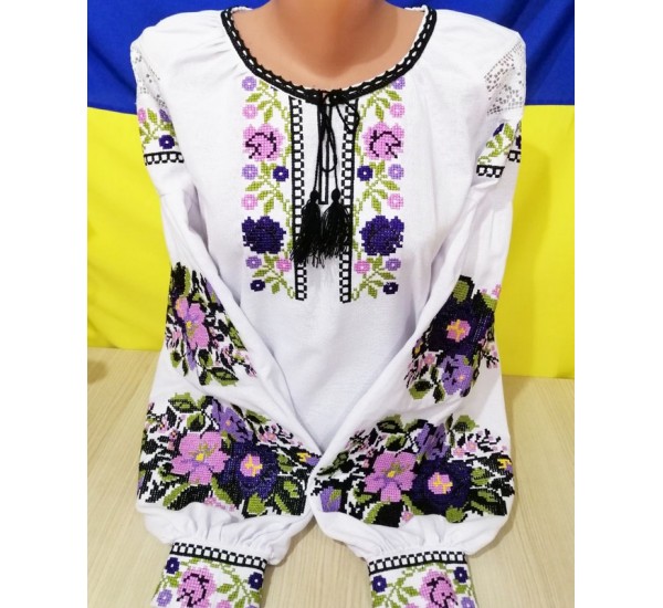 Блуза-вышиванка женская 1 шт (46-54 р) лён VhV_090514
