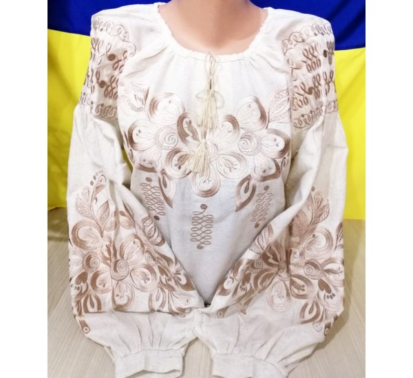 Блуза-вышиванка женская 1 шт (44-54 р) лён VhV_090515