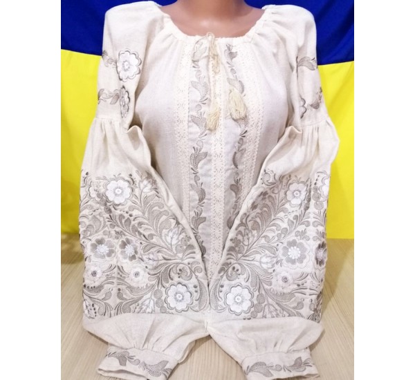 Блуза-вышиванка женская 1 шт (44-54 р) лён VhV_090518