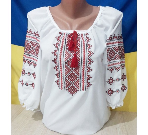 Блуза-вишиванка жіноча 6 шт (46-56 р) шифон VhV_090566