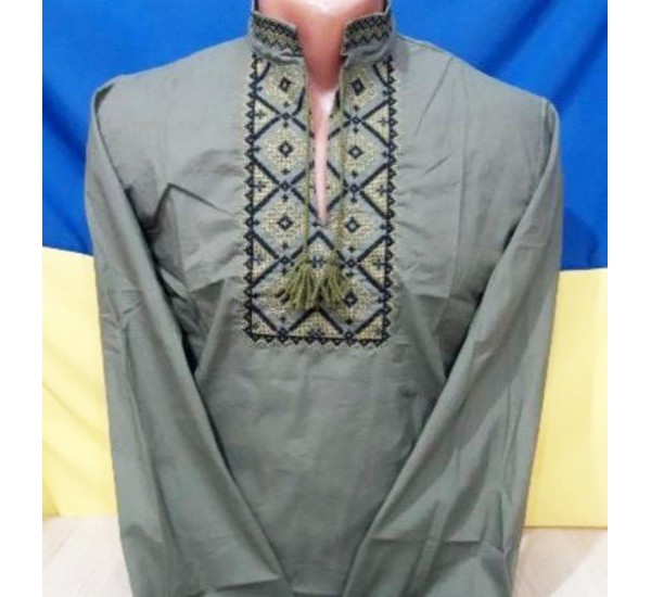 Рубашка-вышиванка мужская 6 шт (S-3XL) паплин VhV_090571
