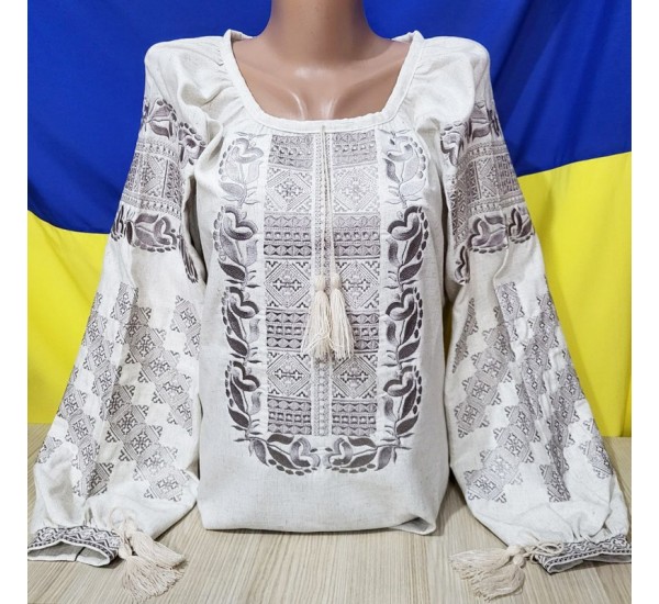 Блуза-вышиванка женская 1 шт (M-6XL) лён VhV_090591