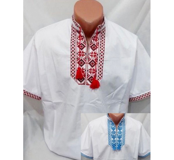 Рубашка-вышиванка "Олесь" мужская 5 шт (S-2XL) паплин VhV_193032