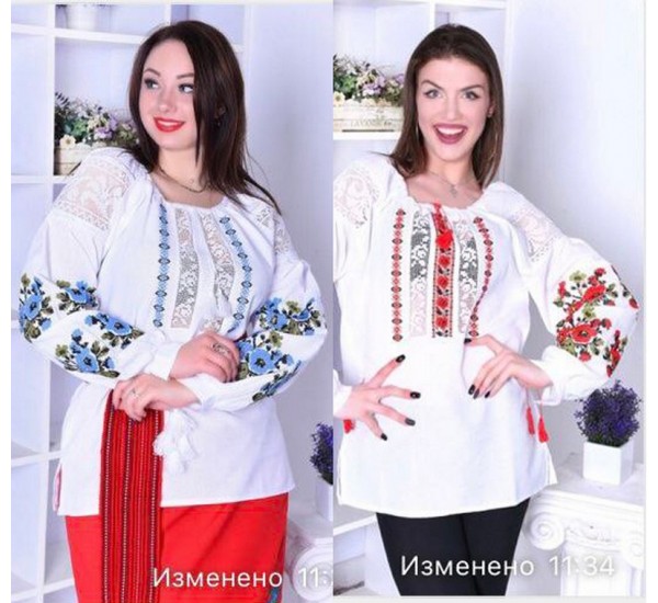 Блуза-вишиванка жіноча "Мережка" 1 шт (46-56 р) льон VhV_193006