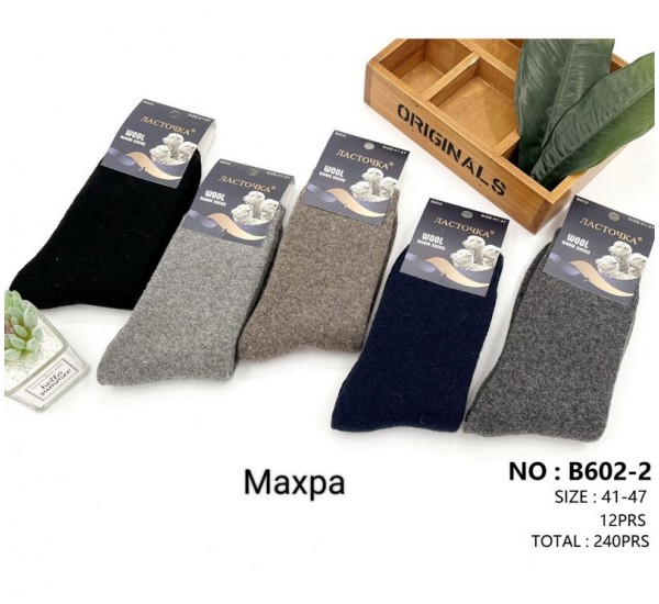 Шкарпетки чоловічі 12 шт (41-47 р) вовна/махра KiE_B602-2