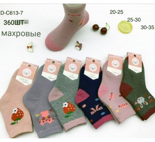 Шкарпетки для дівчаток KiE_D-C613-7 махра 12 шт (20-35 р)