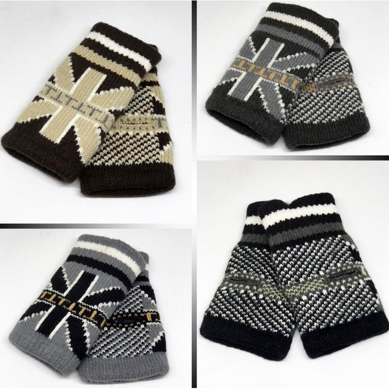 Перчатки женские двойные 12 шт (универсальный) шерсть/акрил Linn_P-88