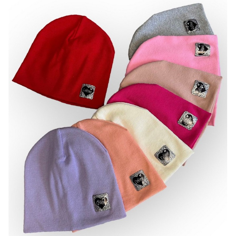Шапка для девочек (50-52 р) 5 шт двойная рубчик ML903_021009