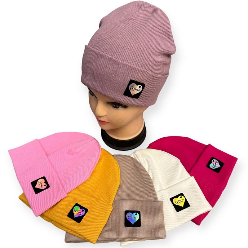 Шапка для девочек (50-52 р) 5 шт рубчик ML903_021021