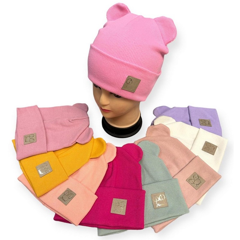 Шапка для девочек (50-52 р) 5 шт двойная рубчик ML903_021028