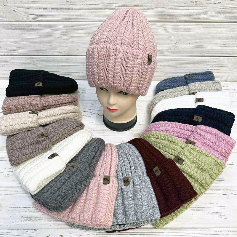 Шапка женская 5 шт вязка/флис ML903_011013