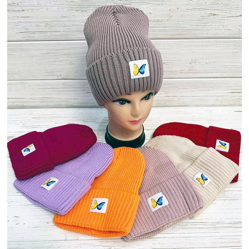 Шапка женская 5 шт вязка/флис ML903_011027