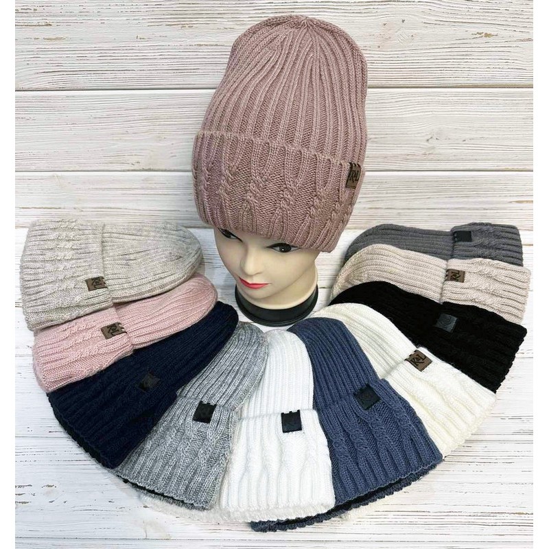 Шапка женская 5 шт вязка/флис ML903_0523