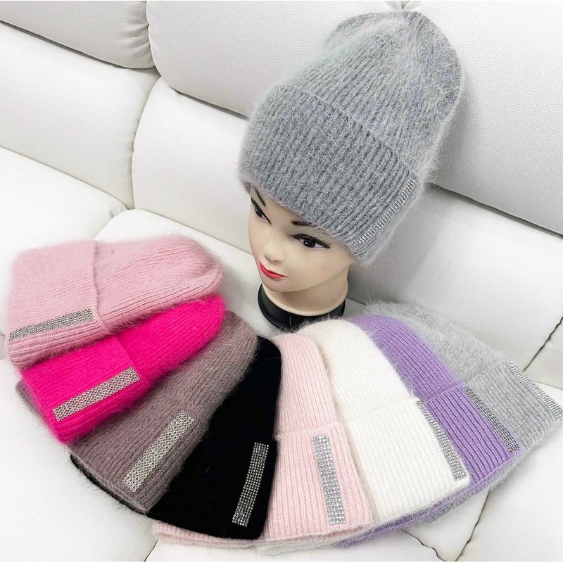 Шапка женская 5 шт ангора/флис ML903_011037