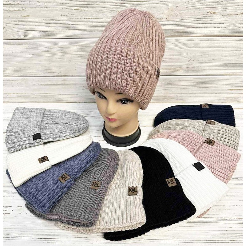 Шапка женская 5 шт вязка/флис ML903_10/23