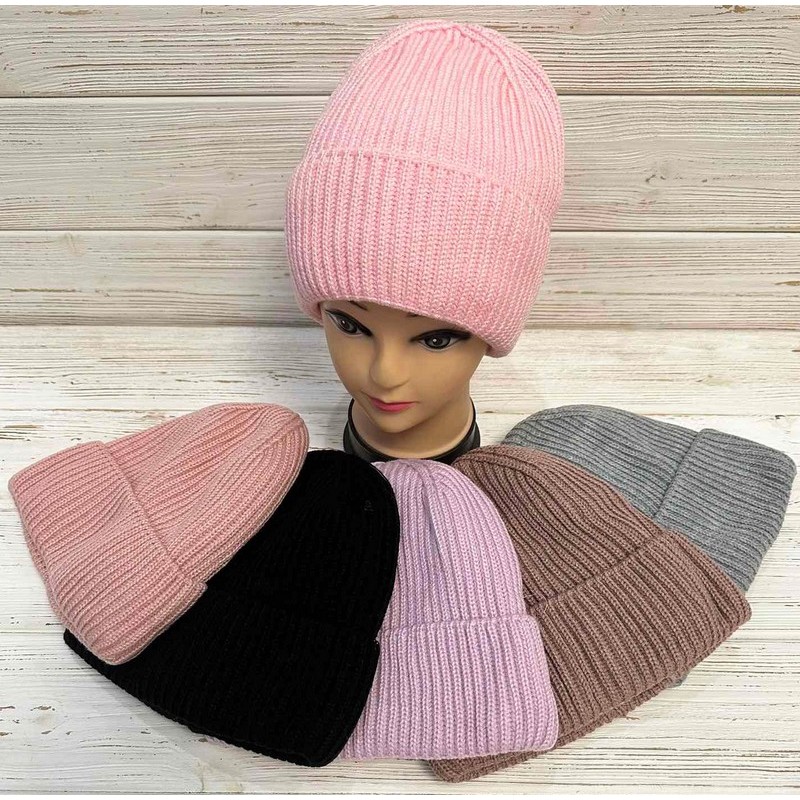 Шапка женская 5 шт вязка/флис ML903_011064