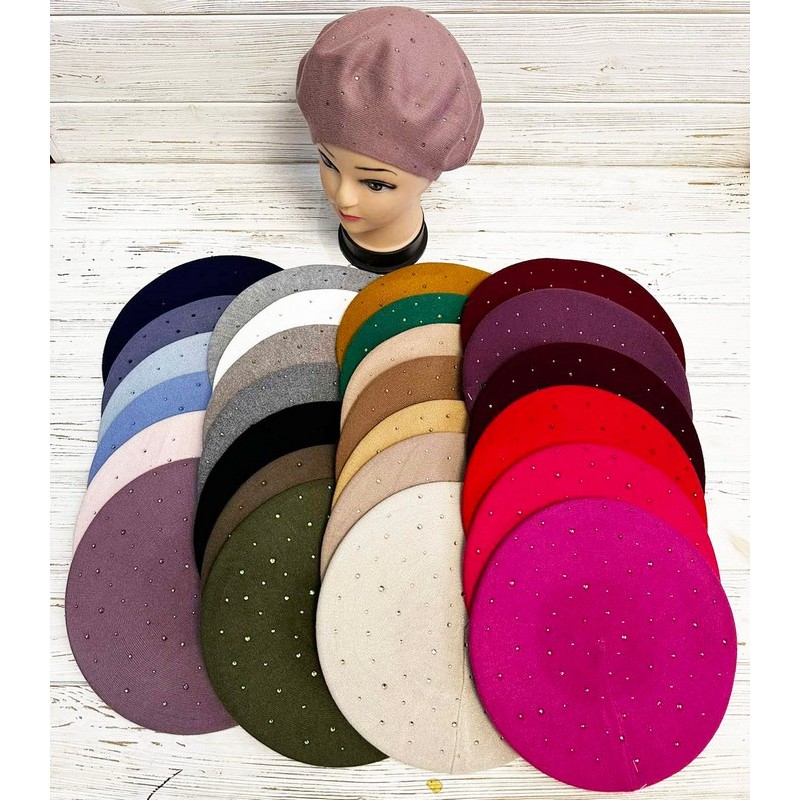 Берет женский 5 шт мокрый шёлк ML903_011067