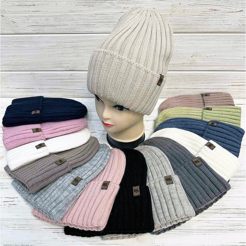 Шапка женская 5 шт вязка/флис ML903_0423