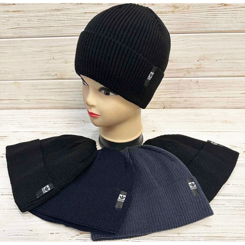 Шапка чоловіча 5 шт в'язка/фліс ML903_040956