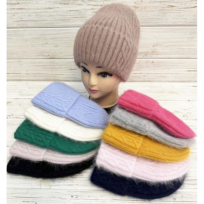 Шапка женская 5 шт ангора/одинарная ML903_Z23-878