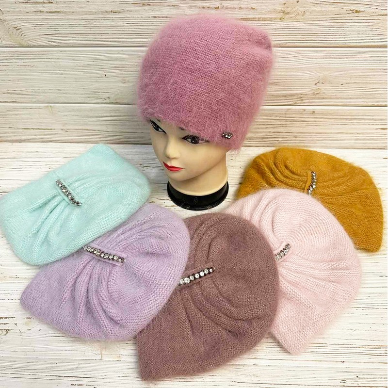 Шапка женская 5 шт ангора/двойная ML903_030960