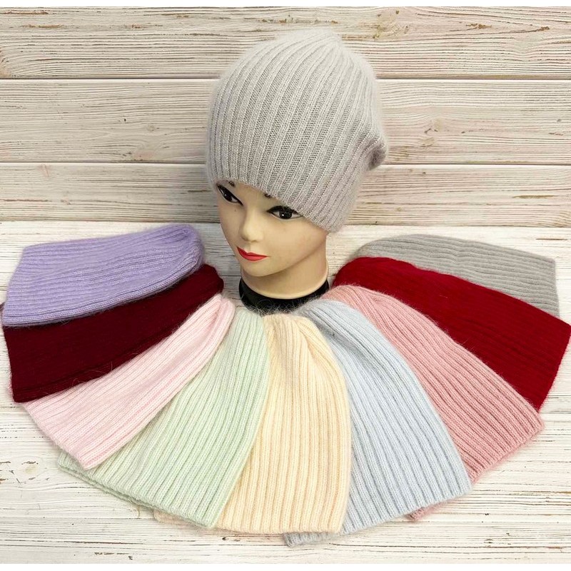 Шапка женская 5 шт ангора/одинарная ML903_030962