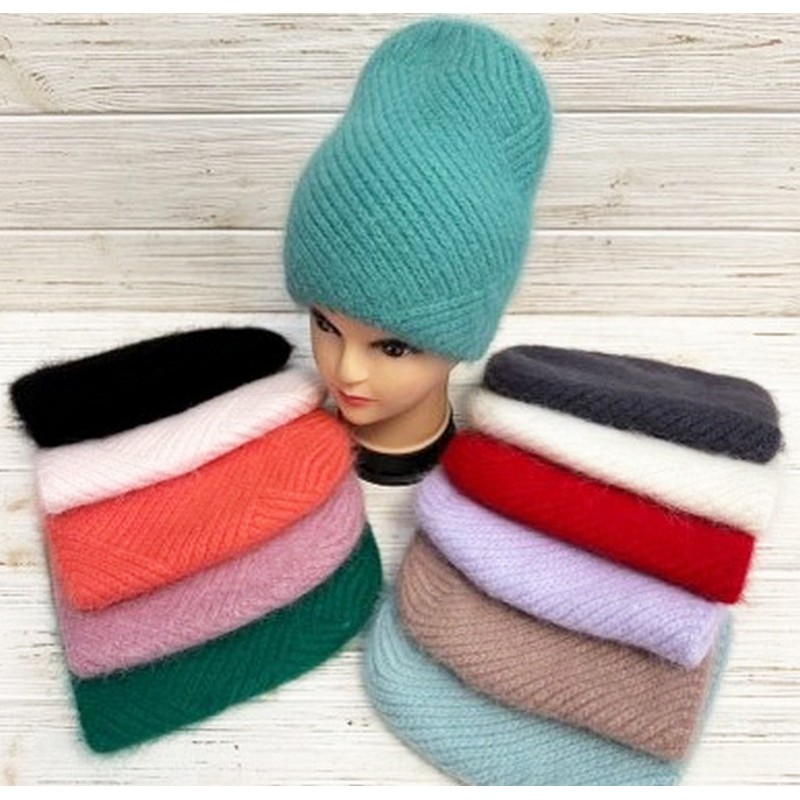 Шапка женская 5 шт ангора/двойная ML903_Z023-Z108