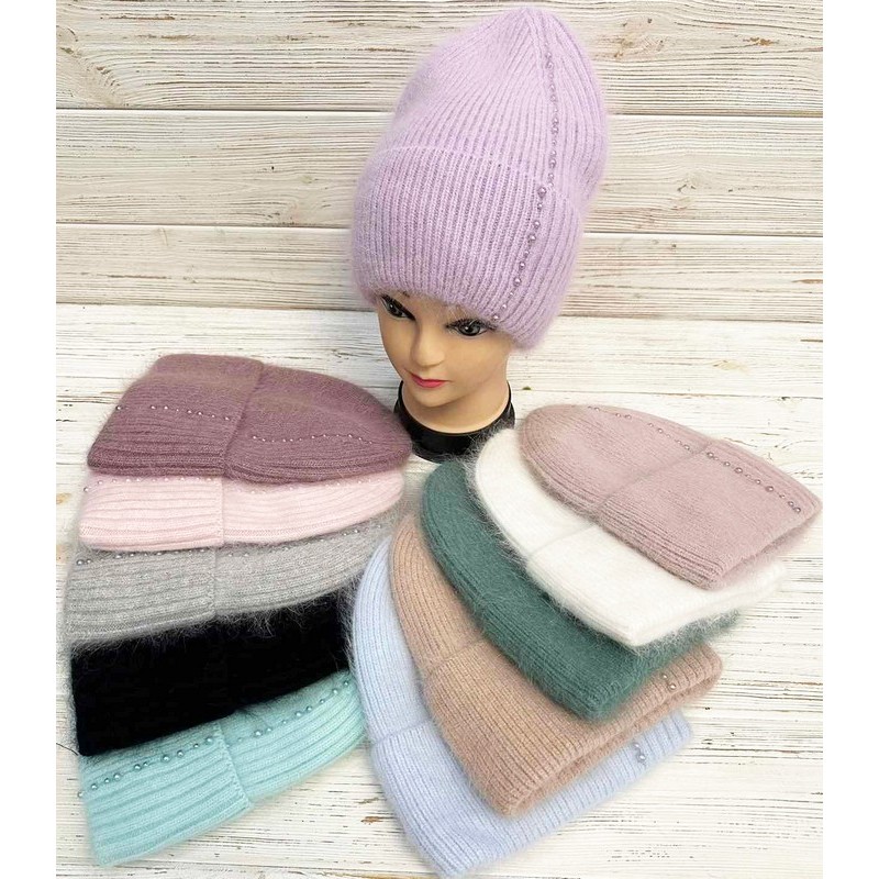 Шапка женская 5 шт ангора/флис ML903_H1025G