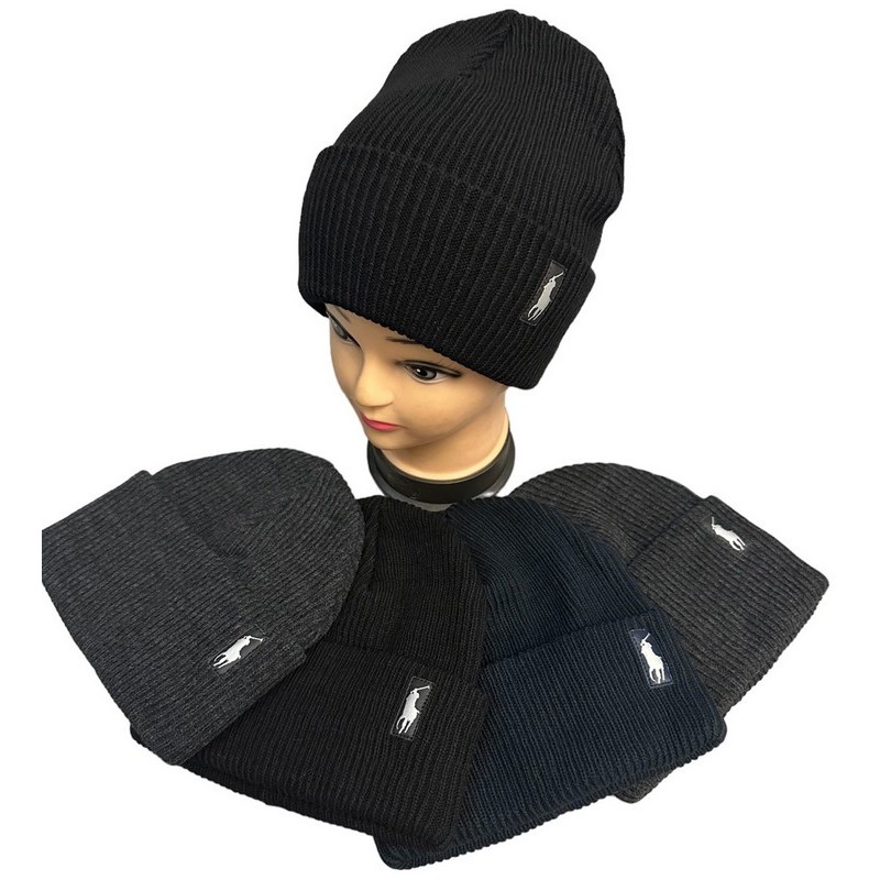 Шапка чоловіча подвійна в'язка (розмір універсальний) 5 шт ML903_130860