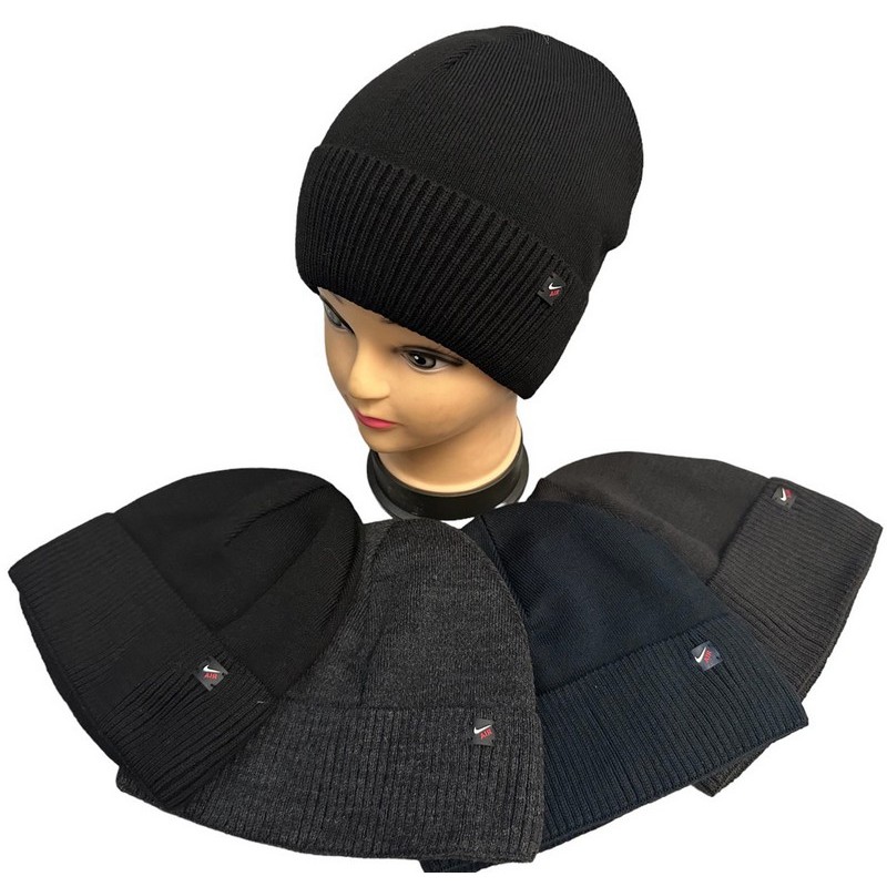 Шапка чоловіча в'язка на флісі (розмір універсальний) 5 шт ML903_130862