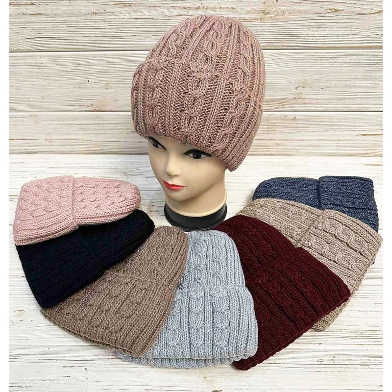 Шапка женская 5 шт вязка/флис ML903_191113