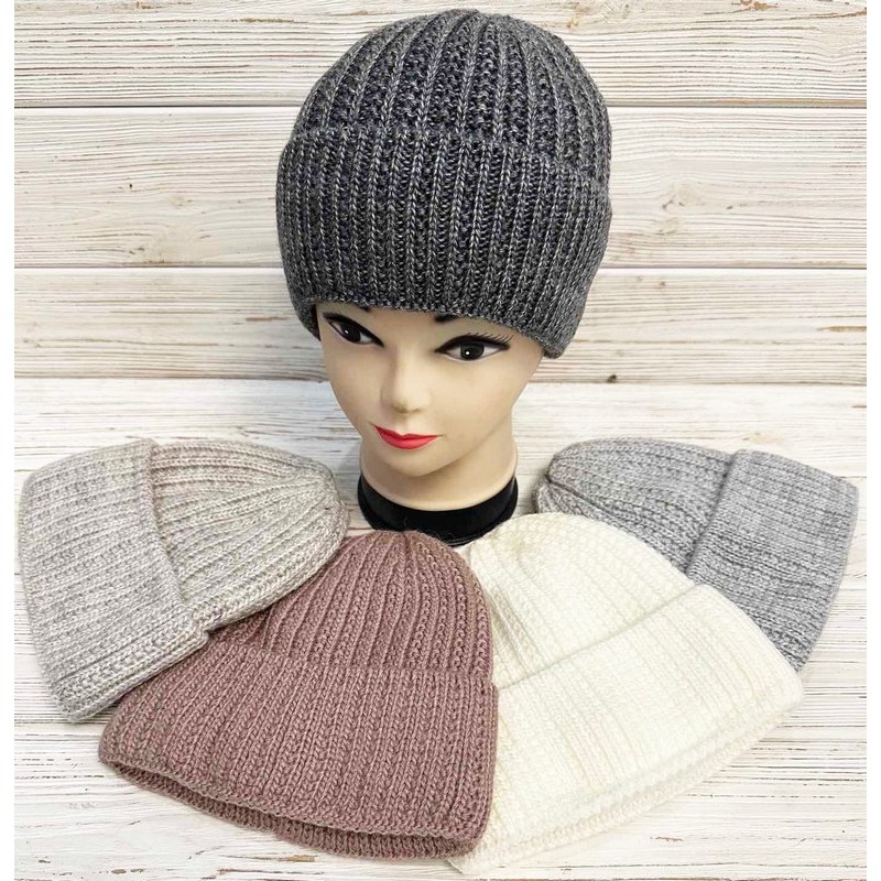 Шапка женская 5 шт вязка/флис ML903_191179