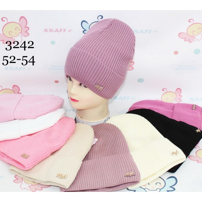 Шапка для девочек 5 шт (52-54 р) вязка/флис ML903_3242