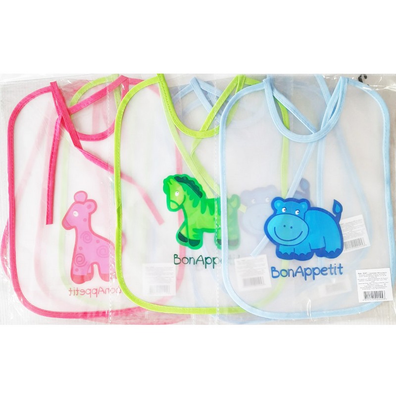 Слюнявчик для младенцев ПВХ 3 шт (21х28 см) NvS_1041