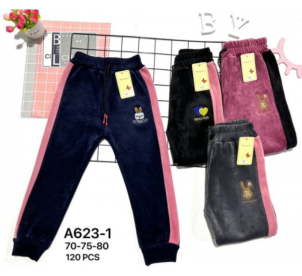 Спорт штаны для девочек 6 шт (70-80 см) велюр/мех KiE_A623-1