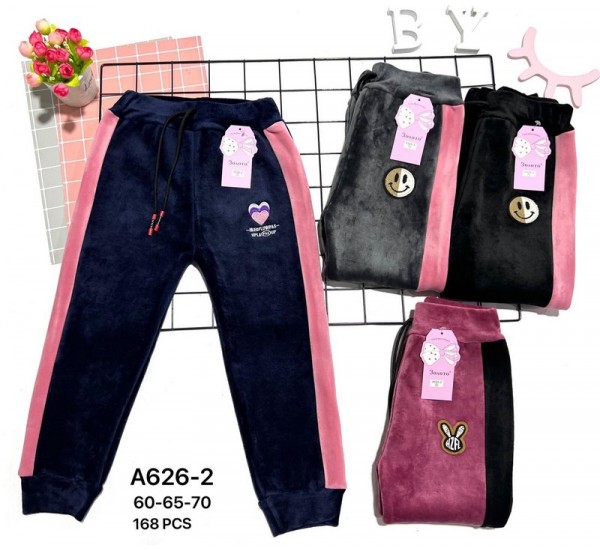 Спорт штани для дівчаток 12 шт (60-70 см) велюр/хутро PaH_A626-2