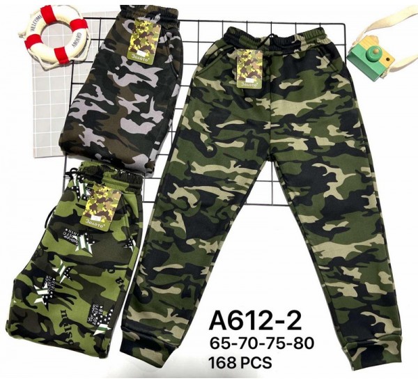 Спорт штаны для мальчиков 12 шт (65-80 см) трикотаж/мех PaH_A612-2