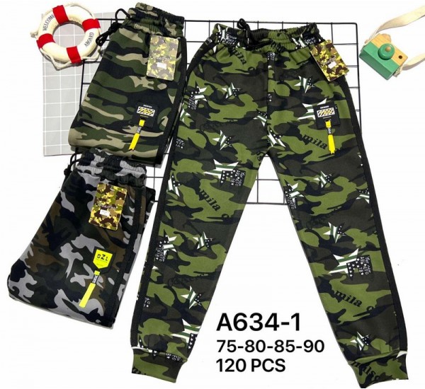 Спорт штаны для мальчиков 12 шт (75-90 см) трикотаж/мех PaH_A634-1