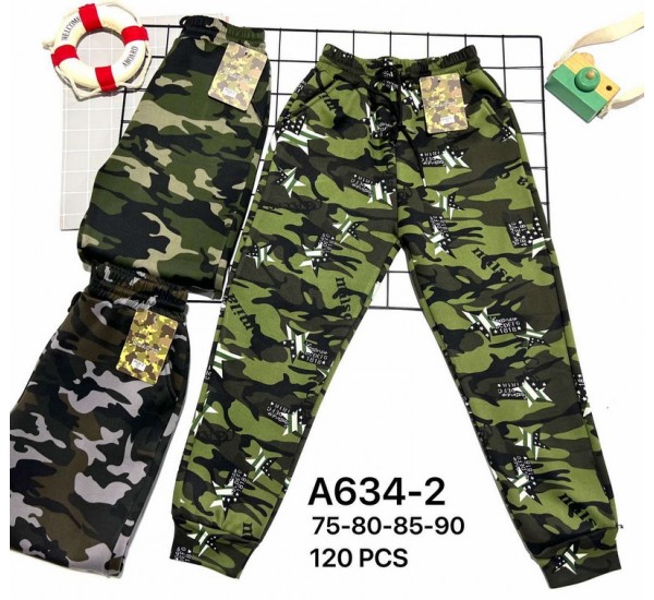 Спорт штаны для мальчиков 12 шт (75-90 см) трикотаж/мех PaH_A634-2
