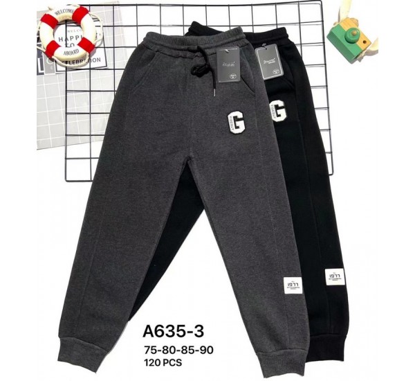 Спорт штаны для мальчиков 12 шт (75-90 см) трикотаж/мех PaH_A635-3