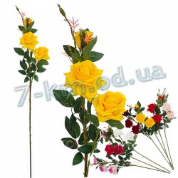 Ветка розы искусственная бархатная C12_R-53 (7 штук)