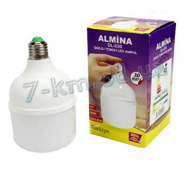 Лампа аварийная светодиодная с аккумулятором Almina 30W Smart_030136 пластик 1 шт (2 часа работы)