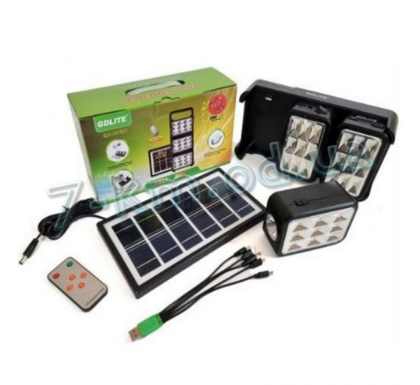 Портативная cолнечная автономная система GDLite GD-8058 солнечная панель Power Bank, Пульт дистанционного управления, USB кабель Smart_090204