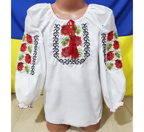 Блуза-вышиванка для девочек 4 шт (3-6 лет) паплин VhV_0142