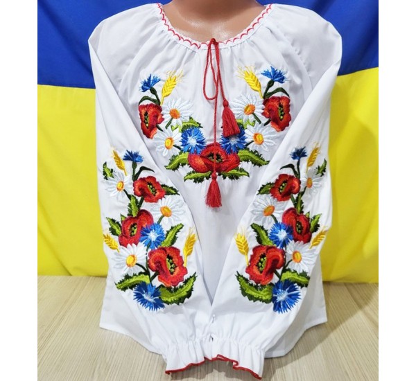 Блуза-вышиванка для девочек 5 шт (122-146 см) паплин VhV_0304