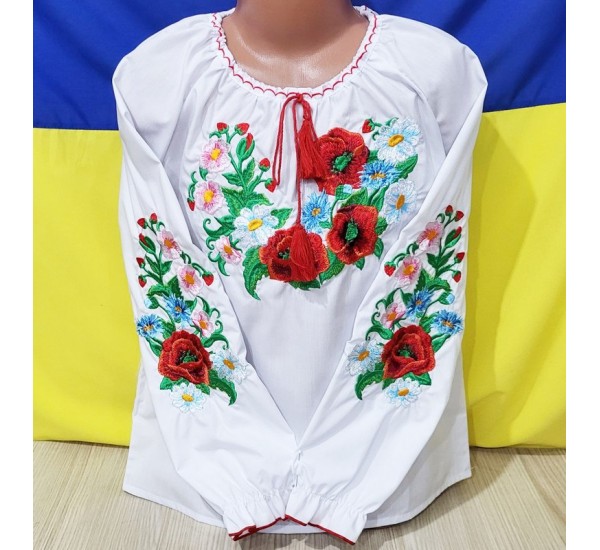 Блуза-вишиванка для дівчаток 5 шт (122-146 см) паплін VhV_0317