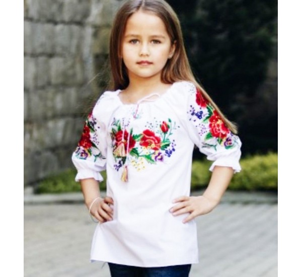 Блуза-вишиванка "Лада" для дівчаток 7 шт (110-146 см) паплін VhV_260531